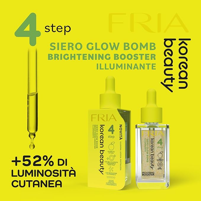 Fria Korean Beauty Siero Viso Illuminante con Estratto di Yuzu, Formula Innovativa con Mycrosfere di Vitamina E, Dermatologicamente Testato, Confezione da 30ml