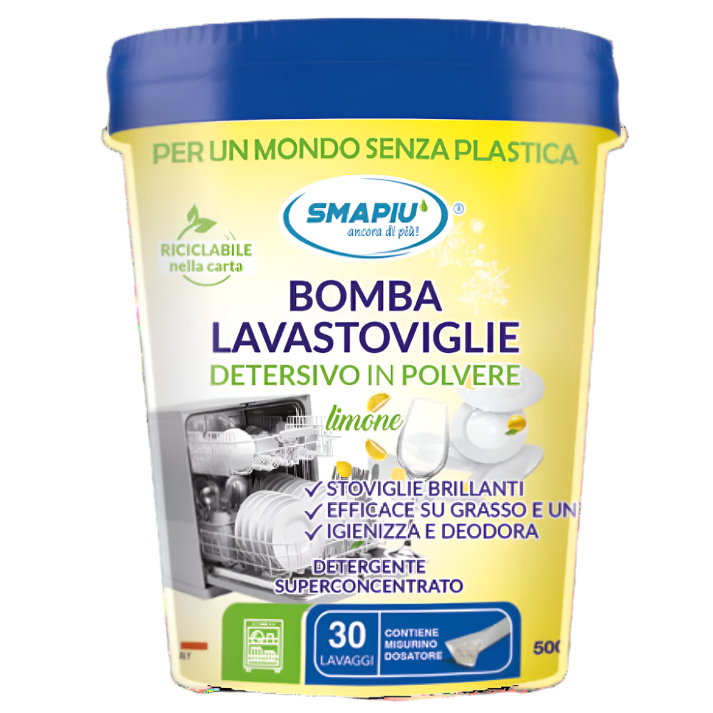 Bomba Lavastoviglie Smapiù - Detersivo in polvere Detergente superconcentrato - Barattolo 500g