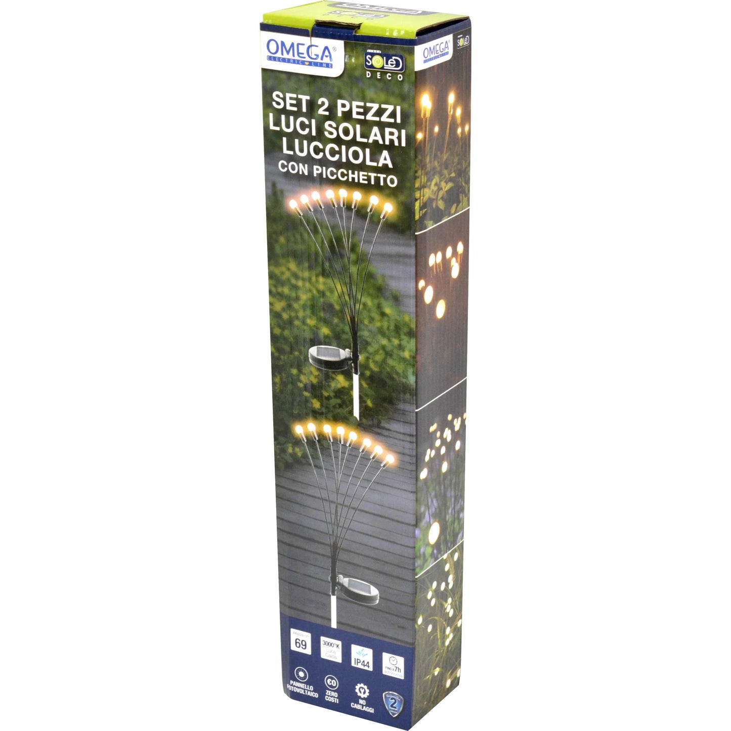 Luci Lucciola Set 2 pezzi, 8 Luci solari con picchetto 69 cm