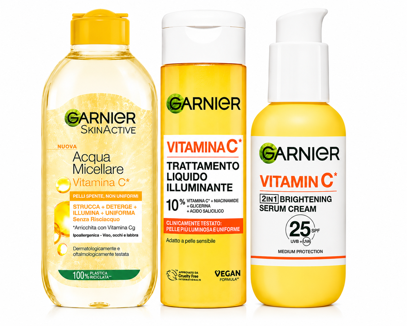 Trattamento illluminante anti-macchia. Kit vitamina C Garnier