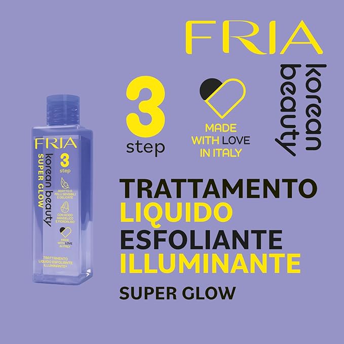Fria Korean Beauty Trattamento Liquido Esfoliante Illuminante Super Glow, Adatto a Pelli Sensibili e Delicate, Con Acido Mandelico e Fiordaliso, Confezione da 150ml - Step 3