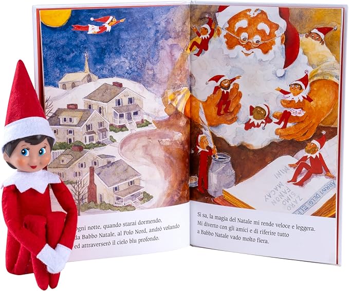 Elf On The Shelf The tradizione natalizia, italiana, ragazzo con occhi azzurri, con libro illustrato magico, scatola dei ricordi e certificato ufficiale di adozione