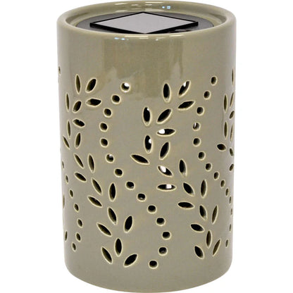 Lampada solare in ceramica da tavolo verde oliva
