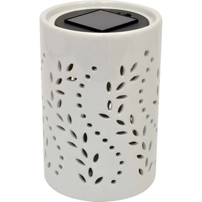 Lampada solare ceramica da tavolo bianca
