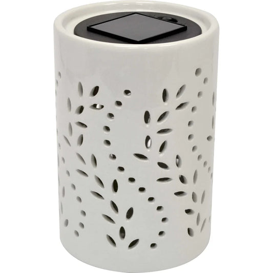 Lampada solare ceramica da tavolo bianca