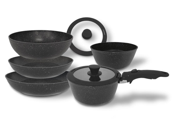 Batteria pentole "Meridia" Nera Salvaspazio  - 8pz
