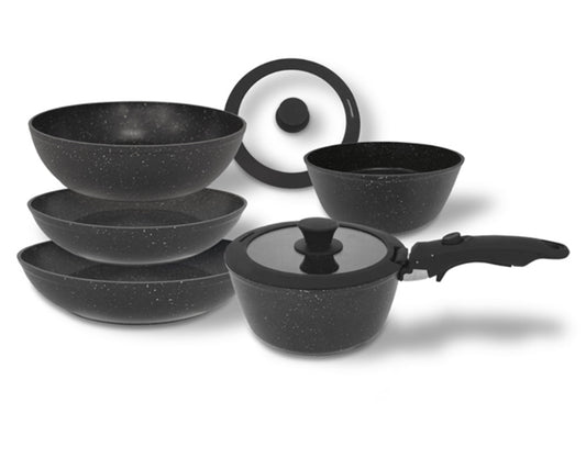 Batteria pentole "Meridia" Nera Salvaspazio  - 8pz