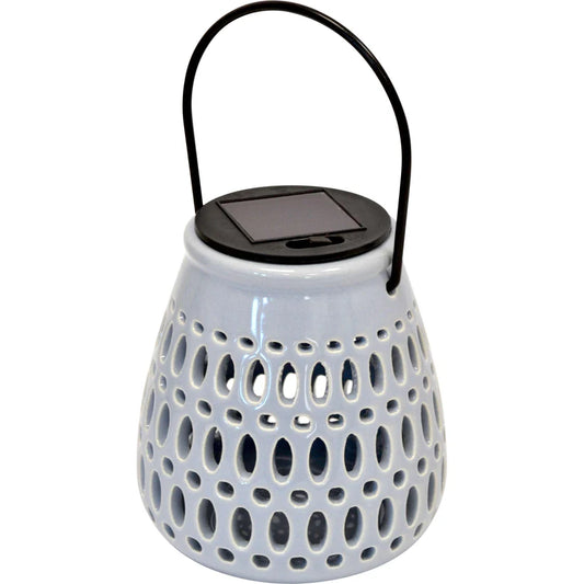 Lampada solare ceramica piccola c/appendino celeste